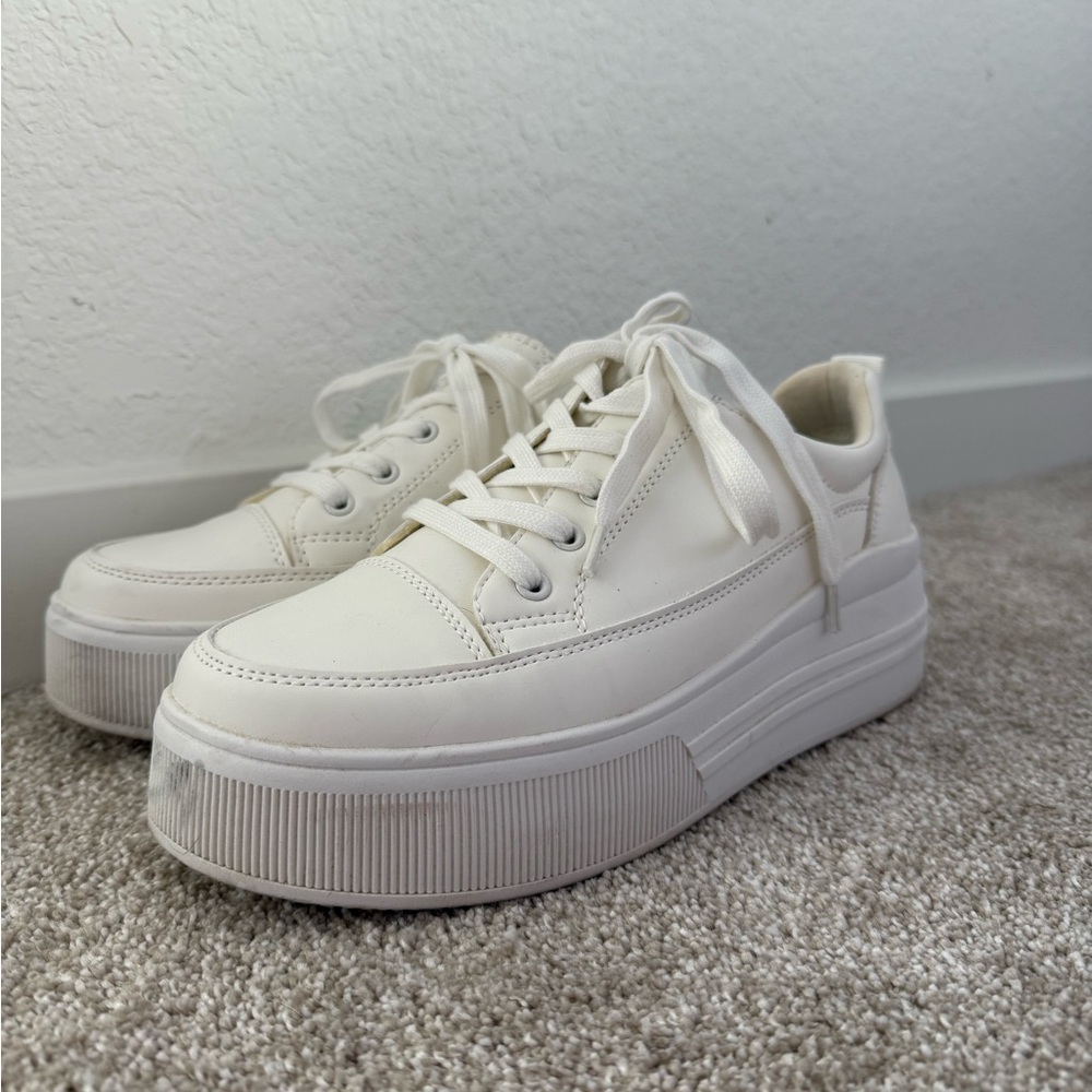 Women's White Platform Sneakers